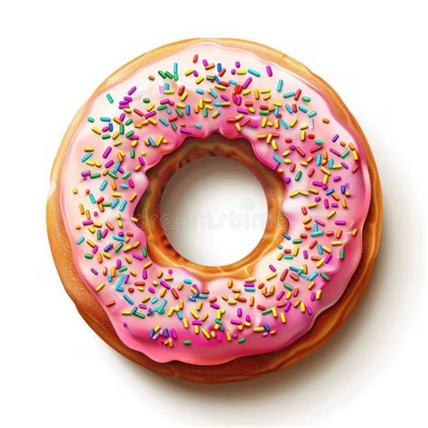 Delicious Donut With Pink Icing With Bright Sweet Sprinkles Isolated On