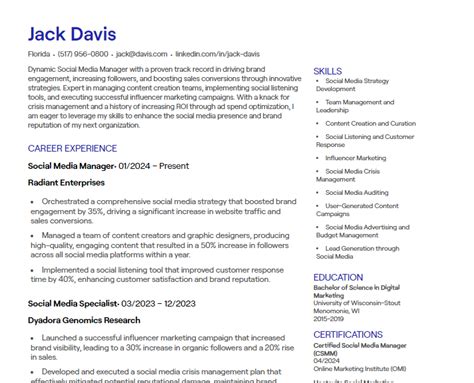 Social Media Manager Cv Examples Free Templates