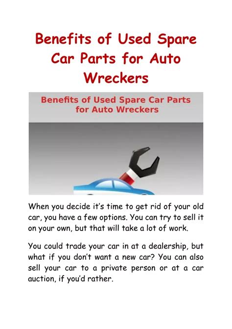 PPT Benefits Of Used Spare Car Parts For Auto Wreckers PowerPoint