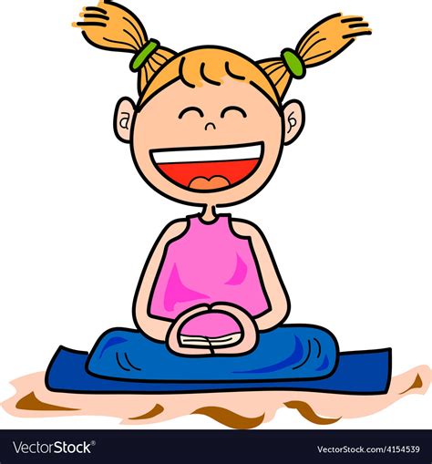 Cartoon happy kids meditation Royalty Free Vector Image