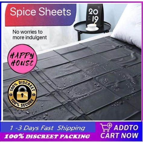 Happy House Adult Sex Bed Sheets Waterproof Pvc Vinyl Mattress Cover 130cm X 220cm Black Color