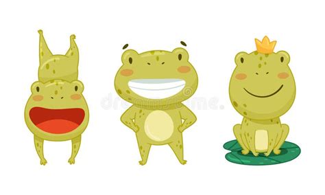 Set Cute Cartoon Green Frogs Stock Illustrations 413 Set Cute Cartoon