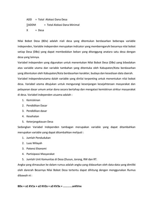 Penghitungan Alokasi Dana Desa Pdf