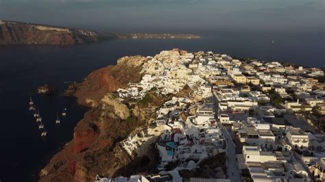 Oia Santorini Aerial View Cyclades Island In Aegean Sea Greece