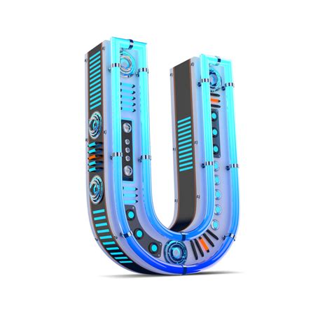 D Alphabet With Blue Neon And Neon Light Effect Png