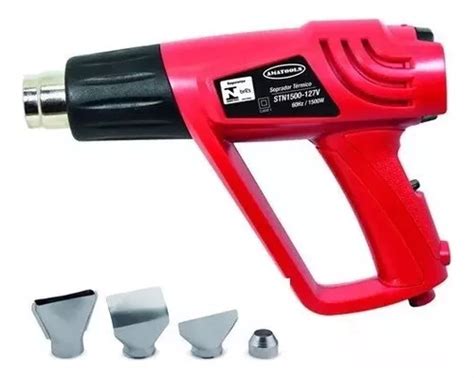 Soprador Termico Profissional W Pistola Ar Quente V Cor Vermelho