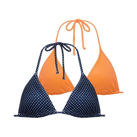 Set Van 2 Triangel Bikini Bh S Carrubo Effen Oranje Marine Met