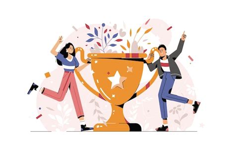 Premium Vector Vector Illustration Teamwork Goal Achievement Flag As