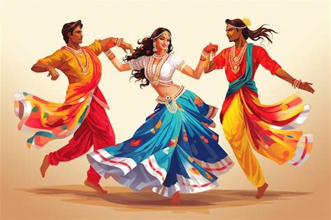 Premium Ai Image Illustration Of Couple Playing Garba And Dandiya