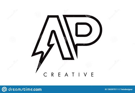 Parafuso De Logo Design With Lighting Thunder Da Letra Do Ap Logotipo