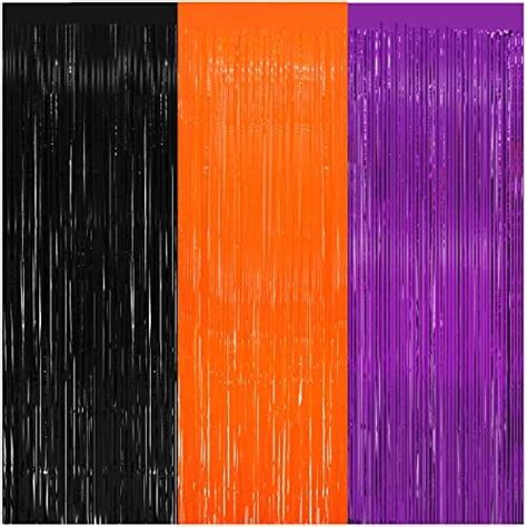 Amazon 3 Pack Halloween Black Orange Tinsel Foil Fringe Curtain