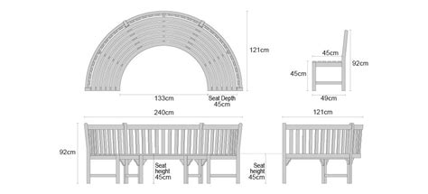 Henley Teak Curved Garden Bench Semi Circle Bench