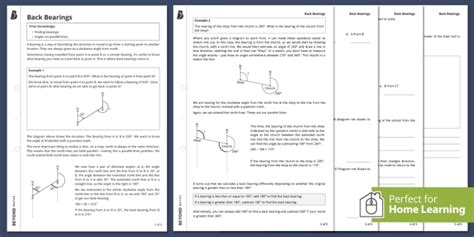 Back Bearings Worksheet Geometry Measure Beyond Maths