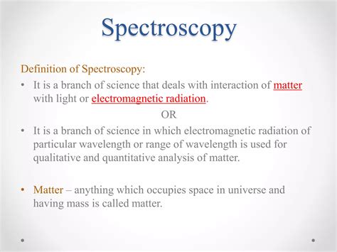 Fundamentals Of Spectroscopy Ppt