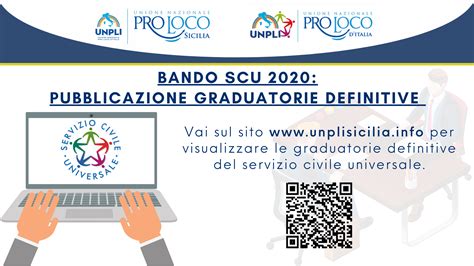 BANDO SCU 2020 PUBBLICAZIONE GRADUATORIE DEFINITIVE UNPLI Sicilia