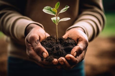 Pessoa Segurando Uma Pequena Planta Em Suas M Os Plantando Rvores Para