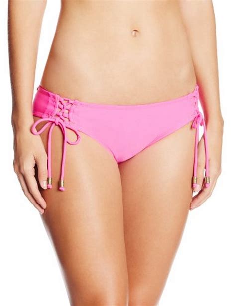 Hobie Juniors Palm Beach Lace Up Hipster Bikini Bottom Popping Pink