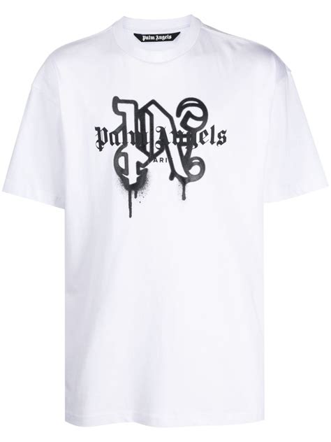 Palm Angels Paris Monogram Print T Shirt White Farfetch