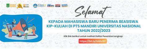 Selamat Kepada Mahasiswa Baru Penerima Beasiswa Kip Kuliah Di Pts Mandiri Universitas Nasional