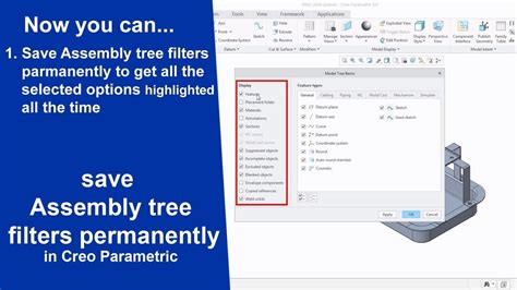 Save Assembly Tree Filters Permanently In Creo Parametric YouTube