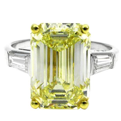 Gia Cert 669 Carat Fancy Yellow Emerald Cut Classic Diamond Ring At 1stdibs Emerald Cut