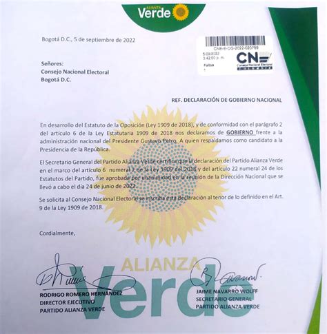 Alianza Verde Oficializa Que Es Partido Gobierno Minuto30