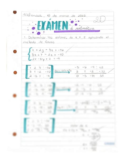 Solution Matematica Metodo De Gauss Studypool