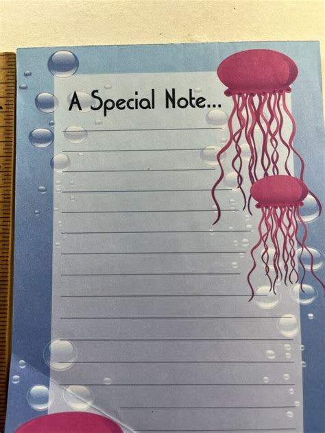 Vtg Stationery Notepad Ocean Writing Paper Special Jellyfish Purple