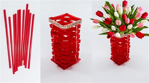 Cara Membuat Vas Bunga Dari Sedotan Yang Simpel Diy Flower Vase With