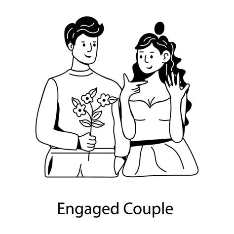 Trendy Engaged Couple 43189723 Vector Art At Vecteezy