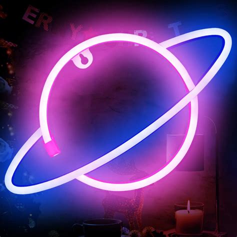 Buy Neon Planet Light Blue Pink Neon Signs Led Light Cute Planet Wall