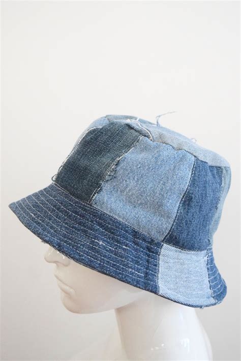 Reworked Denim Patchwork Denim Recycled Denim Bucket Hat Denim