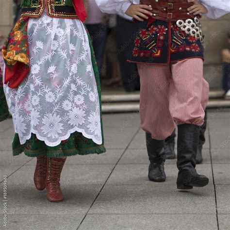 Polish folk dance group with traditional costume Stock Photo | Adobe Stock