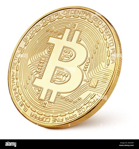 Digital Currency Golden Bitcoin BTC Isolated On White Background With