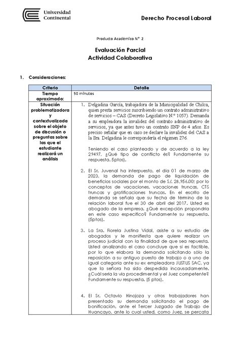 PA2 Derecho Procesal Laboral Derecho Procesal Laboral Producto