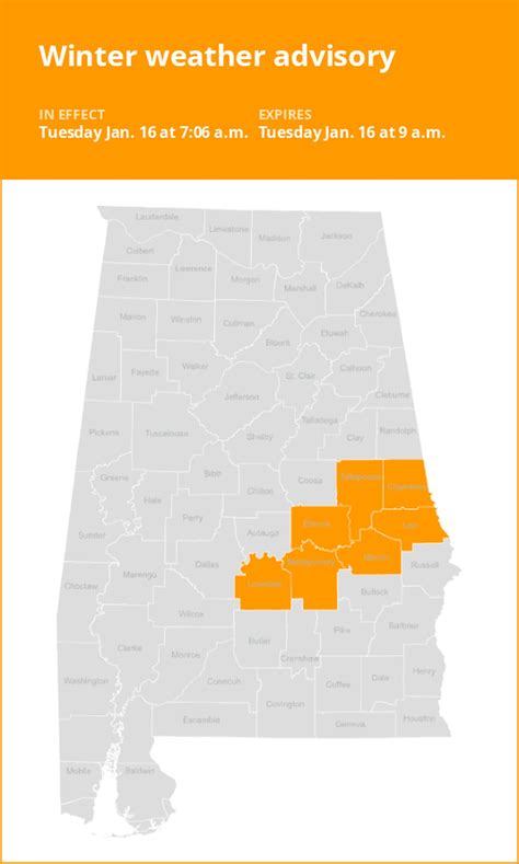 Update: Winter weather advisory for Central Alabama Tuesday morning ...