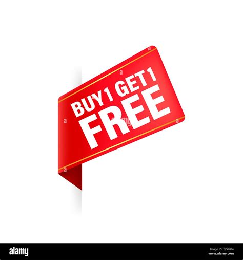 Buy 1 Get 1 Red Ribbon On White Background Vector Illustration Stock