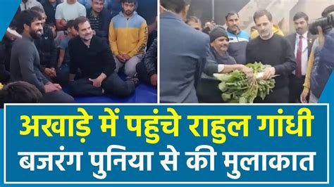 पहलवन स मलन अखड पहच Rahul Gandhi Bajrang Punia स क