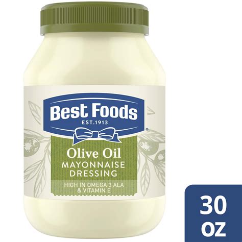 Best Foods High in Omega-3 ALA and Vitamin E Olive Oil Mayonnaise, 30 fl oz Jar - Walmart.com