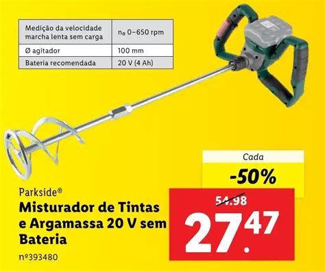 Promoção Parkside Misturador de Tintas e Argamassa 20 V sem Bateria em Lidl