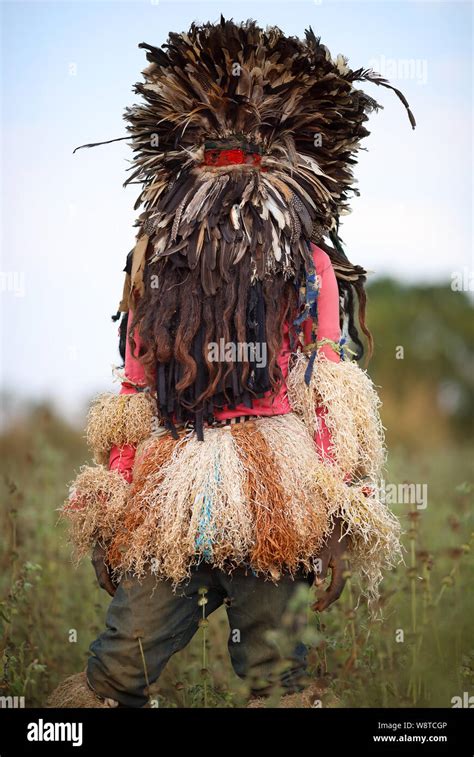 Traditional Nyau Dancer With Face Mask At A Gule Wamkulu Ceremony In