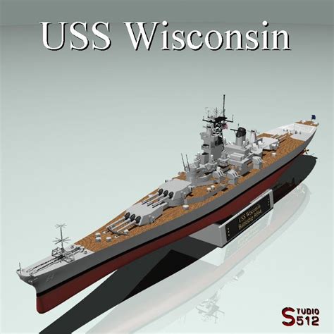 Uss Wisconsin Battleship D Model Max Free D