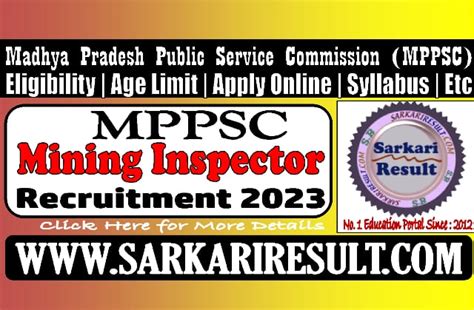 MPPSC Mining Inspector Online Form 2023 For 19 Post