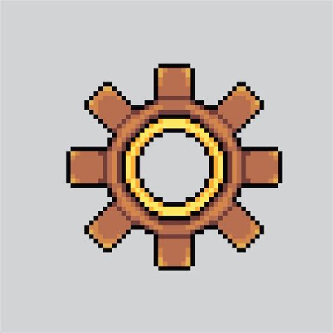 Premium Vector Pixel Art Illustration Gear Icon Pixelated Gear Gear