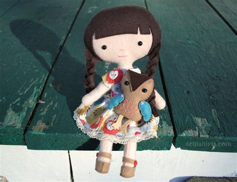 Felt Doll Sewing Pattern Emily And Owl By Delilah Iris Felt Crafts