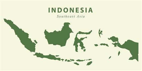 Green Color Country Map Indonesia Southeast Asia Flat Wide Background