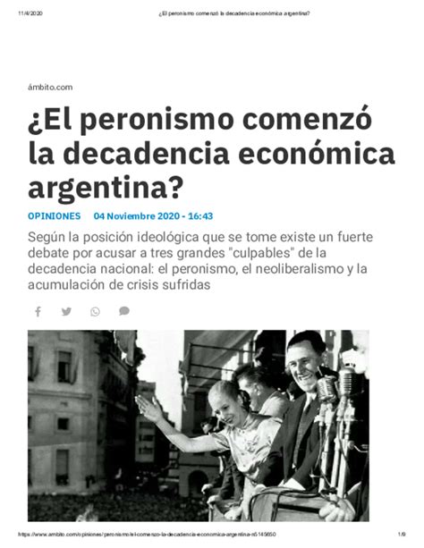 Pdf ¿el Peronismo Comenzó La Decadencia Económica Argentina