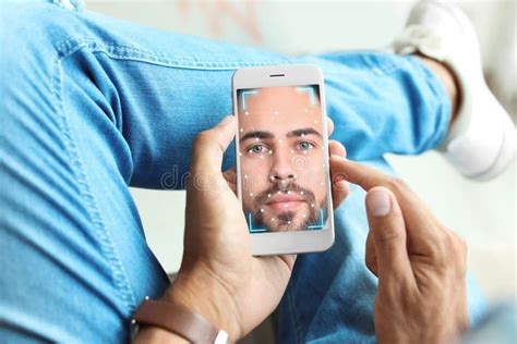 Facial Recognition Woman With Digital Biometric Grid On Light