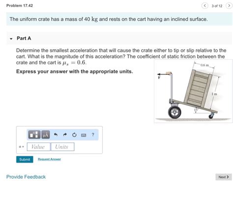 Solved Problem 1742 3 Of 12 The Uniform Crate Has A Mass