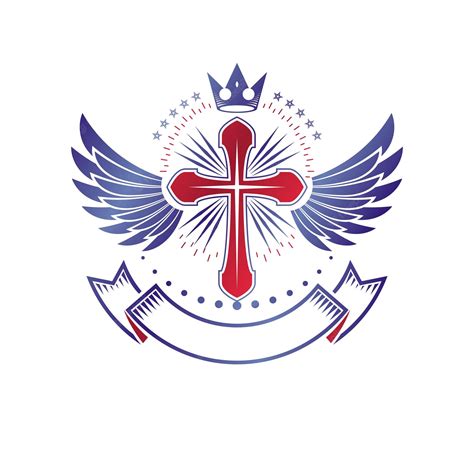 Premium Vector Winged Christian Cross Emblem Composed With Royal